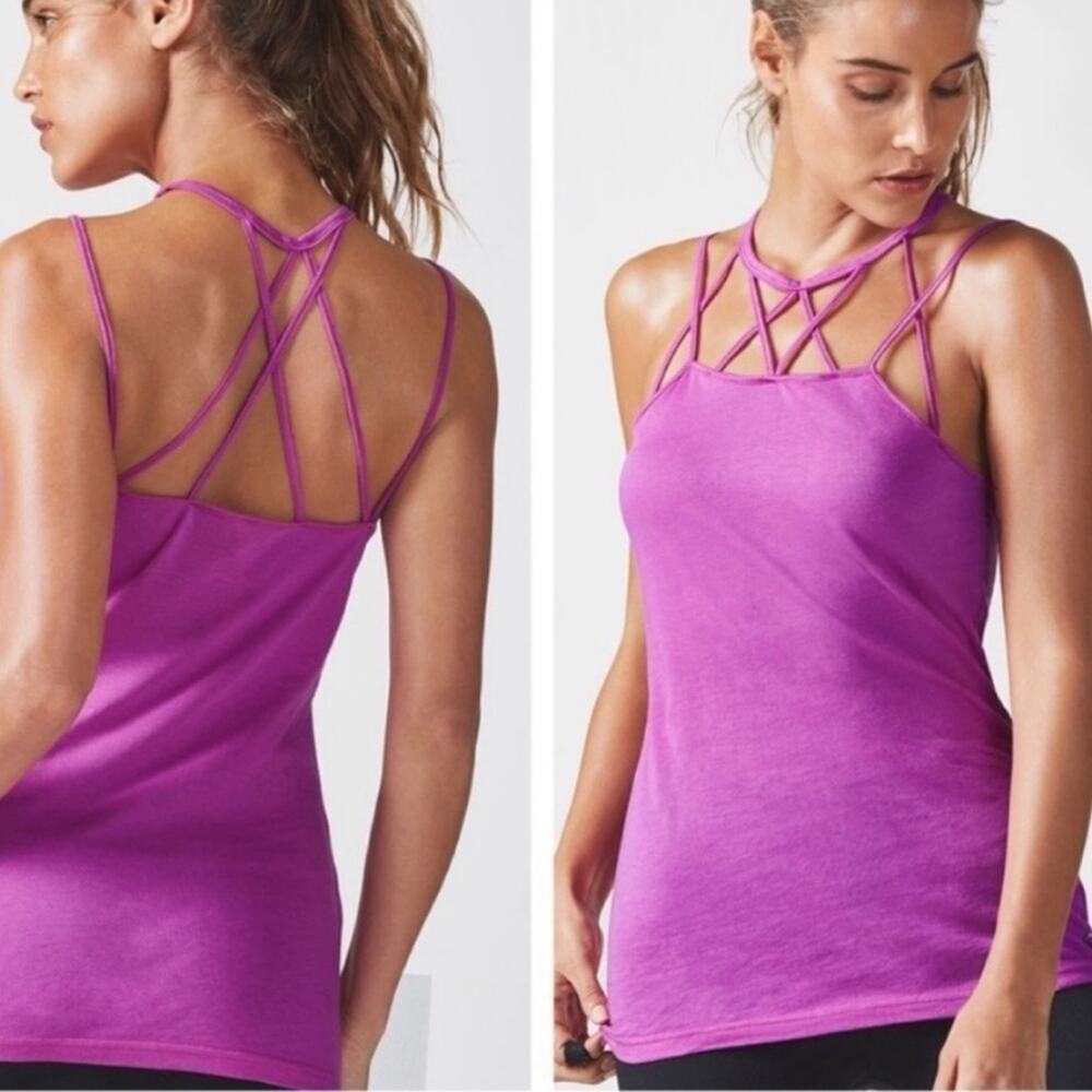 Fabletics Tara Tank Strappy Pink Tank Top Size XL